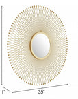 35" Gold Round Iron Framed Accent Mirror