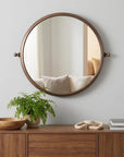 Industrial Gold Round Mirror