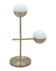 69" Brass Metal Bedside Table Lamp With Off White Globe Shade