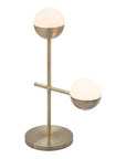 69" Brass Metal Bedside Table Lamp With Off White Globe Shade