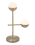 69" Brass Metal Bedside Table Lamp With Off White Globe Shade