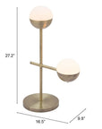 69" Brass Metal Bedside Table Lamp With Off White Globe Shade