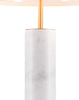 55" White Metal Bedside Table Lamp With Beige Empire Shade