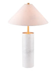 55" White Metal Bedside Table Lamp With Beige Empire Shade