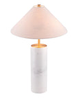 55" White Metal Bedside Table Lamp With Beige Empire Shade