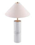 55" White Metal Bedside Table Lamp With Beige Empire Shade