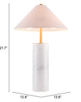 55" White Metal Bedside Table Lamp With Beige Empire Shade