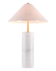55" White Metal Bedside Table Lamp With Beige Empire Shade