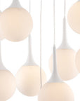 White Shaded Nine Light Metal Dimmable Ceiling Light
