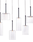 Silver Kitchen Island Six Light Metal LED Ceiling Light With Shades