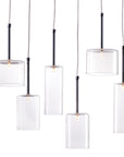 Silver Kitchen Island Six Light Metal LED Ceiling Light With Shades