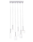 Silver Kitchen Island Six Light Metal LED Ceiling Light With Shades