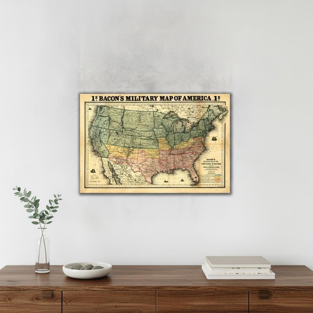 Vintage 1862 Civil War Map Unframed Print Wall Art