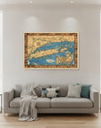 Vintage 1933 Map Of Long Island Unframed Print Wall Art