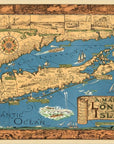 Vintage 1933 Map Of Long Island Unframed Print Wall Art