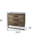 20" Brown and Black Distressed Accent Cabinet With Three Drawers