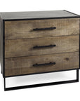20" Brown and Black Distressed Accent Cabinet With Three Drawers