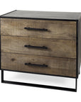 20" Brown and Black Distressed Accent Cabinet With Three Drawers