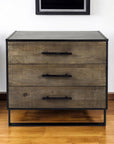 20" Brown and Black Distressed Accent Cabinet With Three Drawers