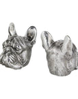 Set of Two 6" Silver Metal Dog Decorative Bookends