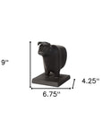 Set of Two 7" Black Fabric Bull Decorative Bookends