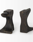 Set of Two 6" Black And Gold Polyresin Decorative Bookends