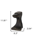 Set of Two 6" Black And Gold Polyresin Decorative Bookends