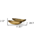 Set of Two Gold Hammered Metal Boat Shaped Decorative Bowls