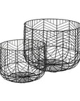 Set of Two Black Metal Tabletop Sculpture
