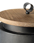 Set of Two Dark Gray Metal Decorative Canister