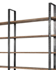Brown Iron and Solid Wood Six Tier Bookcase
