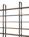 Brown Iron and Solid Wood Six Tier Bookcase