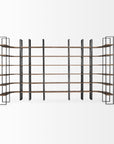 Brown Iron and Solid Wood Six Tier Bookcase