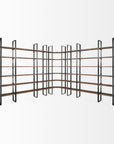 Brown Iron and Solid Wood Six Tier Bookcase