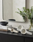 Set of Three 3" White Solid Wood Tabletop Sculpture