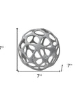 Light Gray Metal Hollow Orb Sculpture