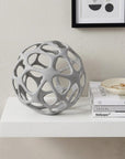 Light Gray Metal Hollow Orb Sculpture