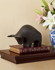 Black Cast Aluminum Raging Bull Decor Piece