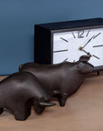 Black Cast Aluminum Raging Bull Decor Piece