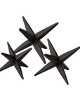 Set of Three Black Cast Iron Star Tabletop Sculptures