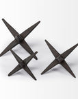 Set of Three Black Cast Iron Star Tabletop Sculptures