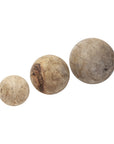 Set of Three 5" Brown Solid Wood Decorative Orb