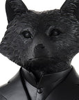 Black Resin Suited Fox Bust Sculpture