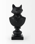 Black Resin Suited Fox Bust Sculpture