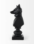 Black Resin Suited Fox Bust Sculpture