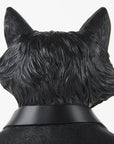 Black Resin Suited Fox Bust Sculpture