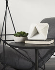 White Marble Geometric Square Sculpture
