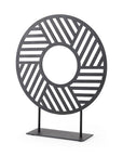 Black Metal Round Geometric Sculpture