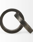 Two Ring Gray Hammered Metal Sculpture