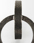 Two Ring Gray Hammered Metal Sculpture